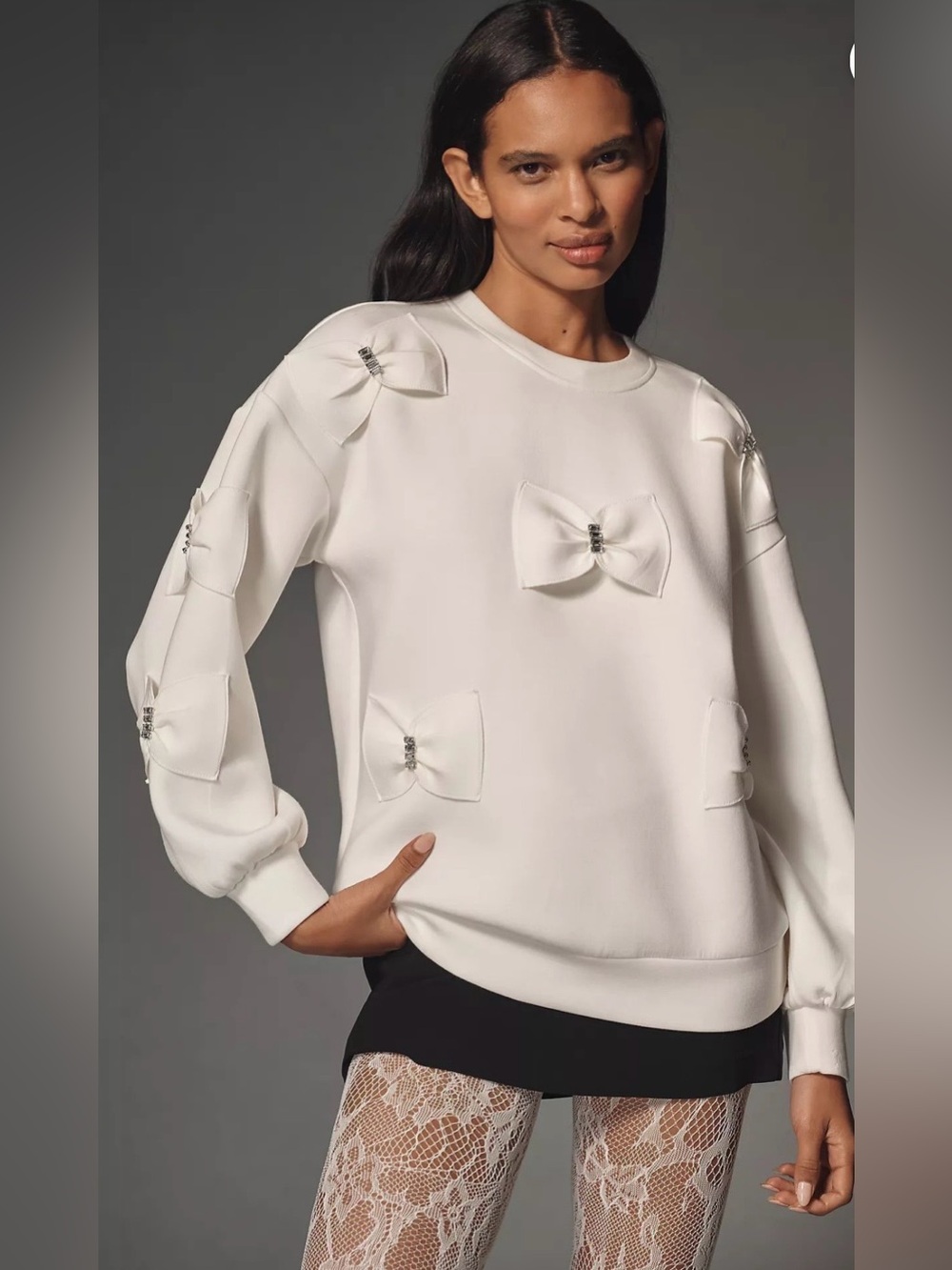 NWOT Maeve by Anthropology Bow Sweatshirt Small Oversized